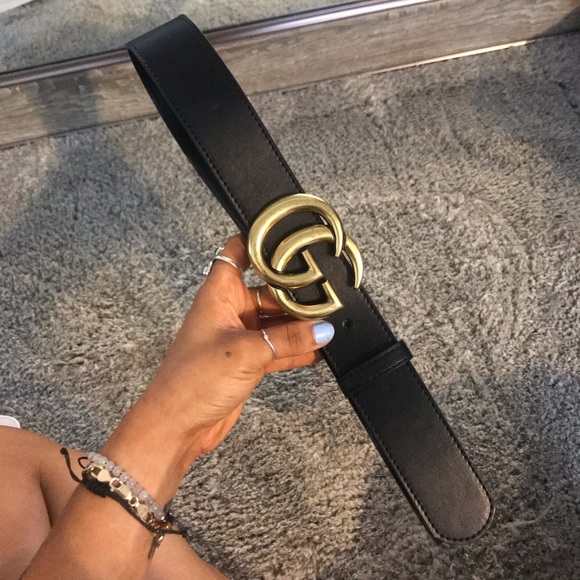 GG Marmont Leather black belt with shiny buckle main image 7